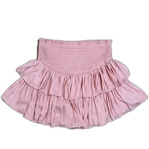 American Threads Day Tripper Smocked Ruffle Tiered Skort Womens Small Dusty Pink